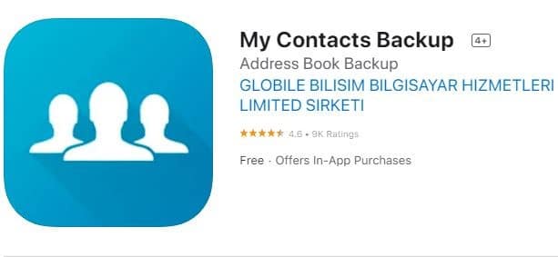 تطبيق My Contacts Backup